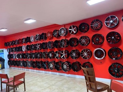 Aftermarket wheels on wall